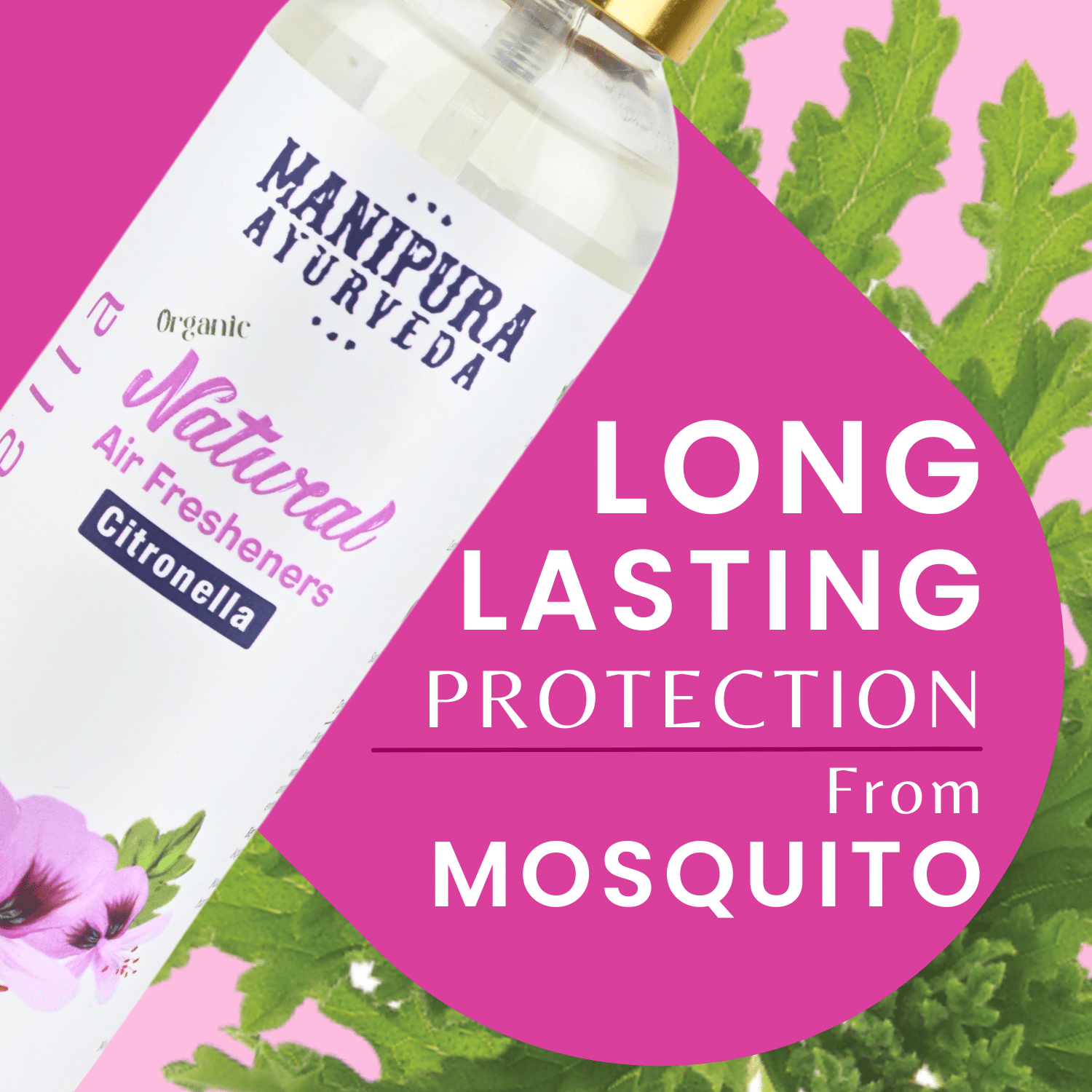 Manipura Ayurveda Pure Organic Air Freshener Spray with long lasting Citronella fragrance