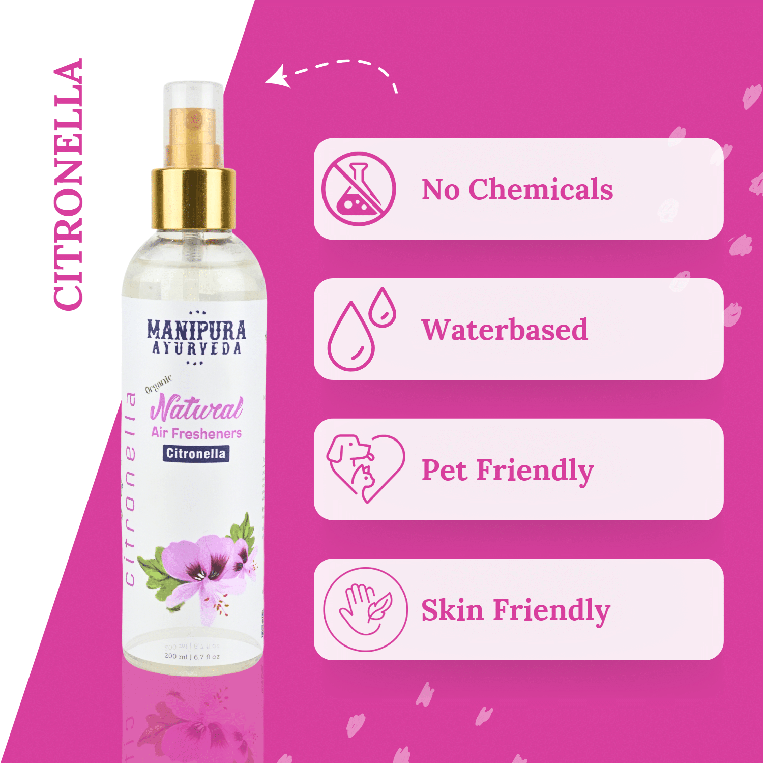 Benefits of Manipura Ayurveda Pure Organic Air Freshener Spray - Citronella