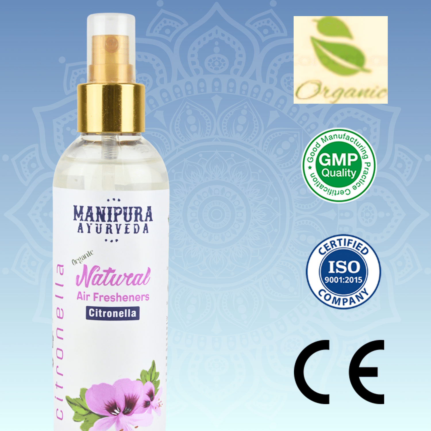 Manipura Ayurveda Pure Organic Air Freshener Spray - Citronella