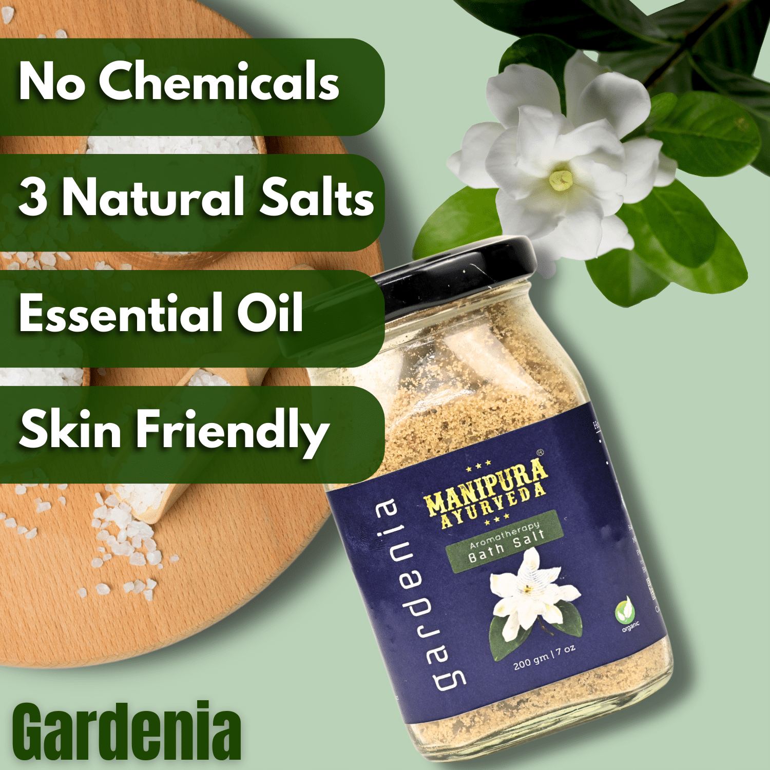 Features of Manipura Ayurveda Aromatherapy Gardenia Bath Salts